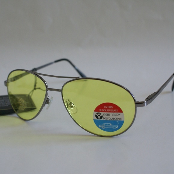 NWT Sports Aviator Night Driving shooting Yellow polycarbonate sunglasses - Picture 2 of 3